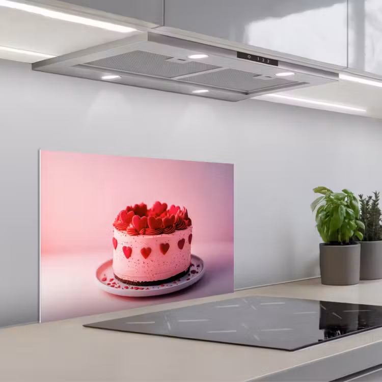 Spatscherm keuken - Taart - Hart - Roze — 5