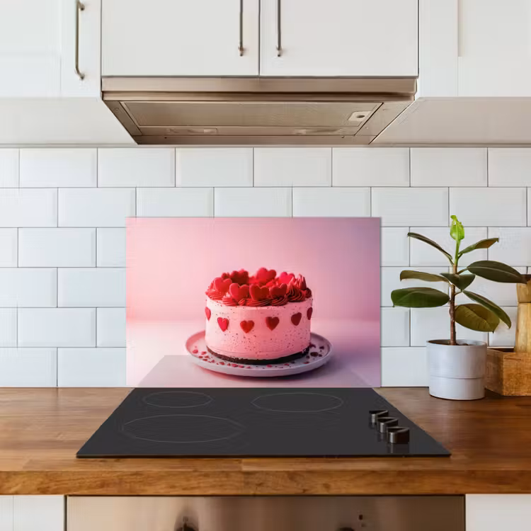 Spatscherm keuken - Taart - Hart - Roze — 6