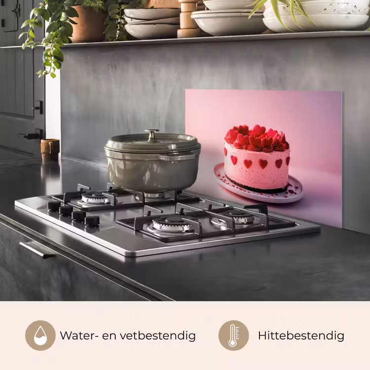 Spatscherm keuken - Taart - Hart - Roze — 7