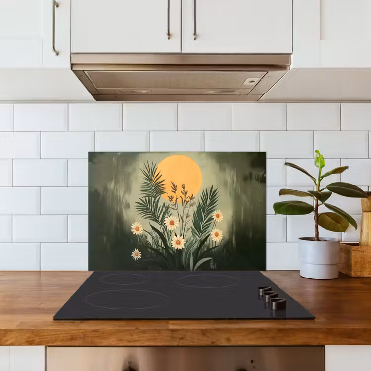 Spatscherm keuken - Bloemen - Bladeren - Zon - Groen — 6
