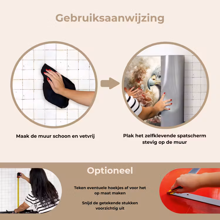 Spatscherm keuken - Arend - Adelaar - Vogel - Bloemen - Natuur — 8