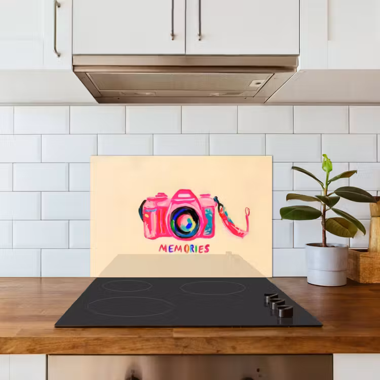 Spatscherm keuken - Camera - Memories - Roze - Geschilderd — 6