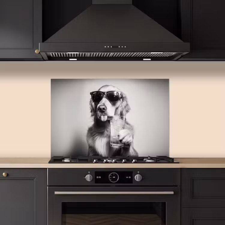 Spatscherm keuken - Golden retriever - Hond - Zonnebril - Gkas — 2
