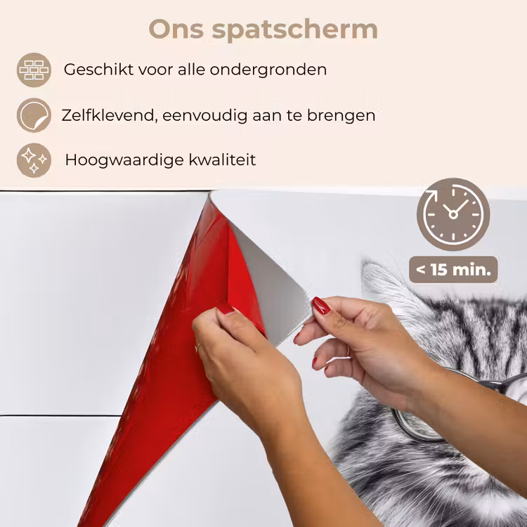 Spatscherm keuken - Kat - Bril - Mok - Pluizig — 4