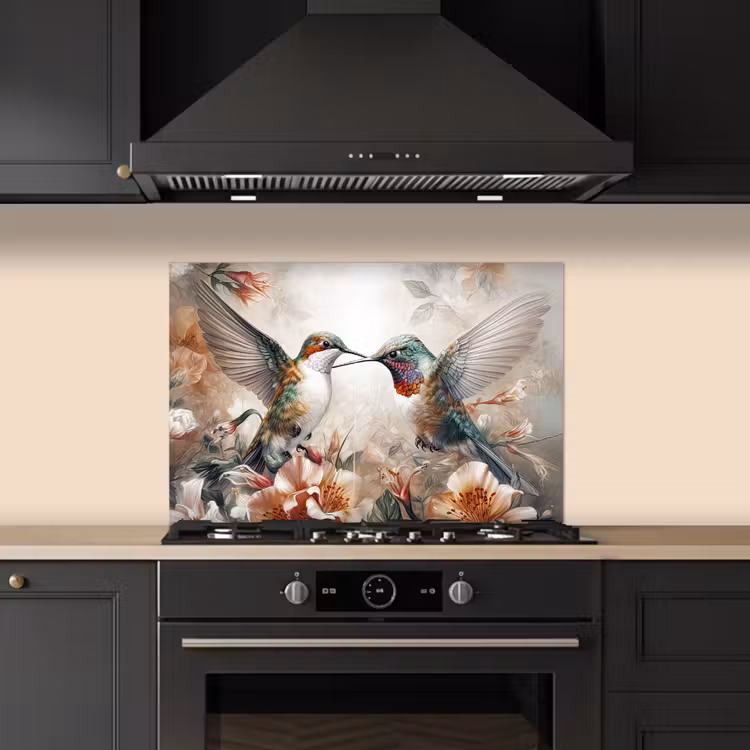 Spatscherm keuken - Kolibrie - Vogels - Bloemen - Natuur — 2