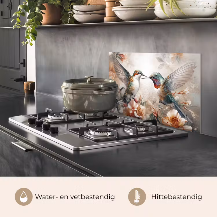 Spatscherm keuken - Kolibrie - Vogels - Bloemen - Natuur — 7