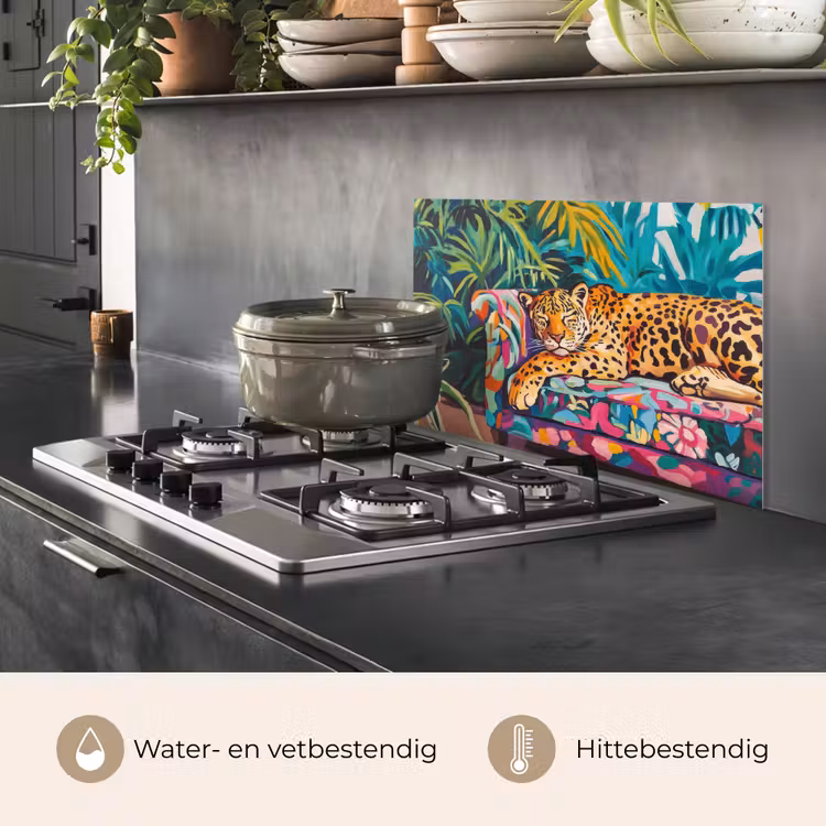 Spatscherm keuken - Luipaard - Kleurrijk - Tropisch — 7