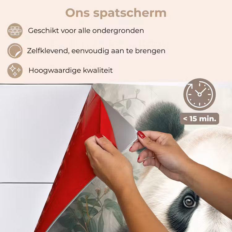 Spatscherm keuken - Panda - Dieren - Bloemen - Planten — 4