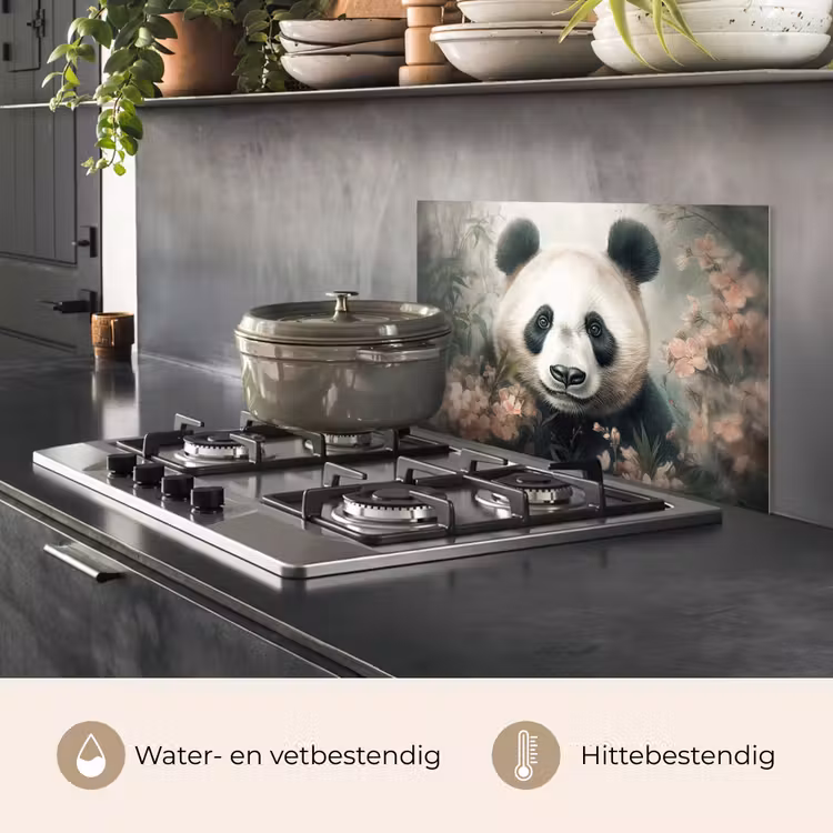 Spatscherm keuken - Panda - Dieren - Bloemen - Planten — 7
