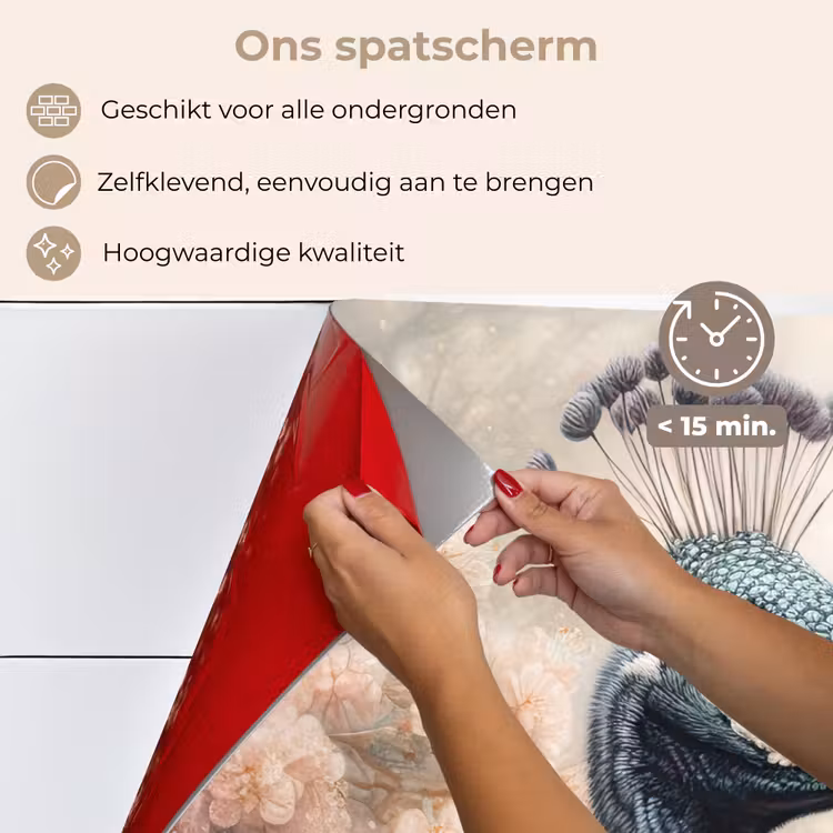 Spatscherm keuken - Pauw - Vogels - Bloemen - Boom - Botanisch — 4