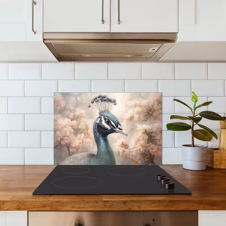 Spatscherm keuken - Pauw - Vogels - Bloemen - Boom - Botanisch — 6