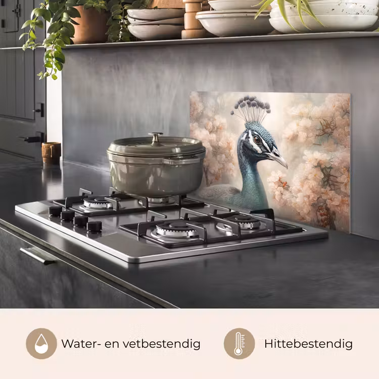 Spatscherm keuken - Pauw - Vogels - Bloemen - Boom - Botanisch — 7