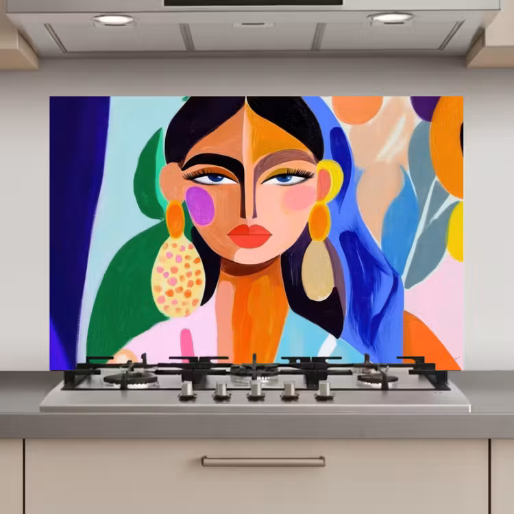 Spatscherm keuken - Portret - Vrouw - Modern — 1