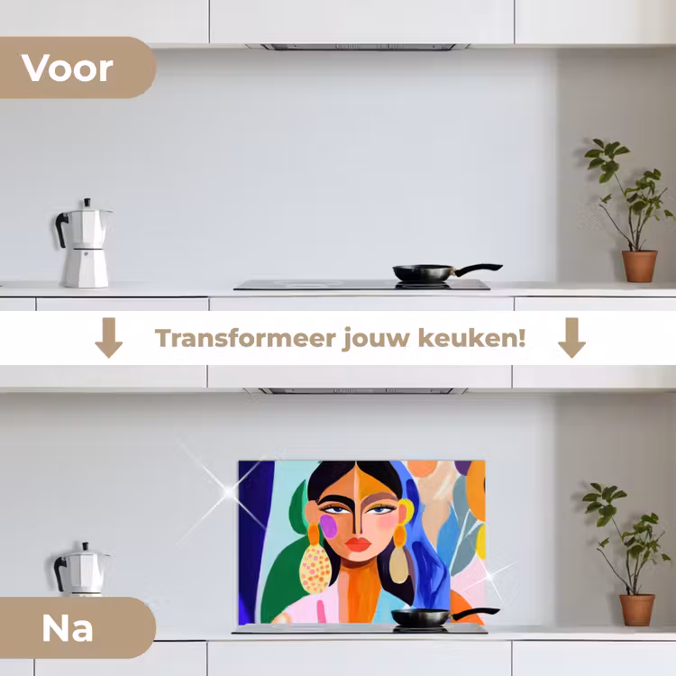 Spatscherm keuken - Portret - Vrouw - Modern — 3