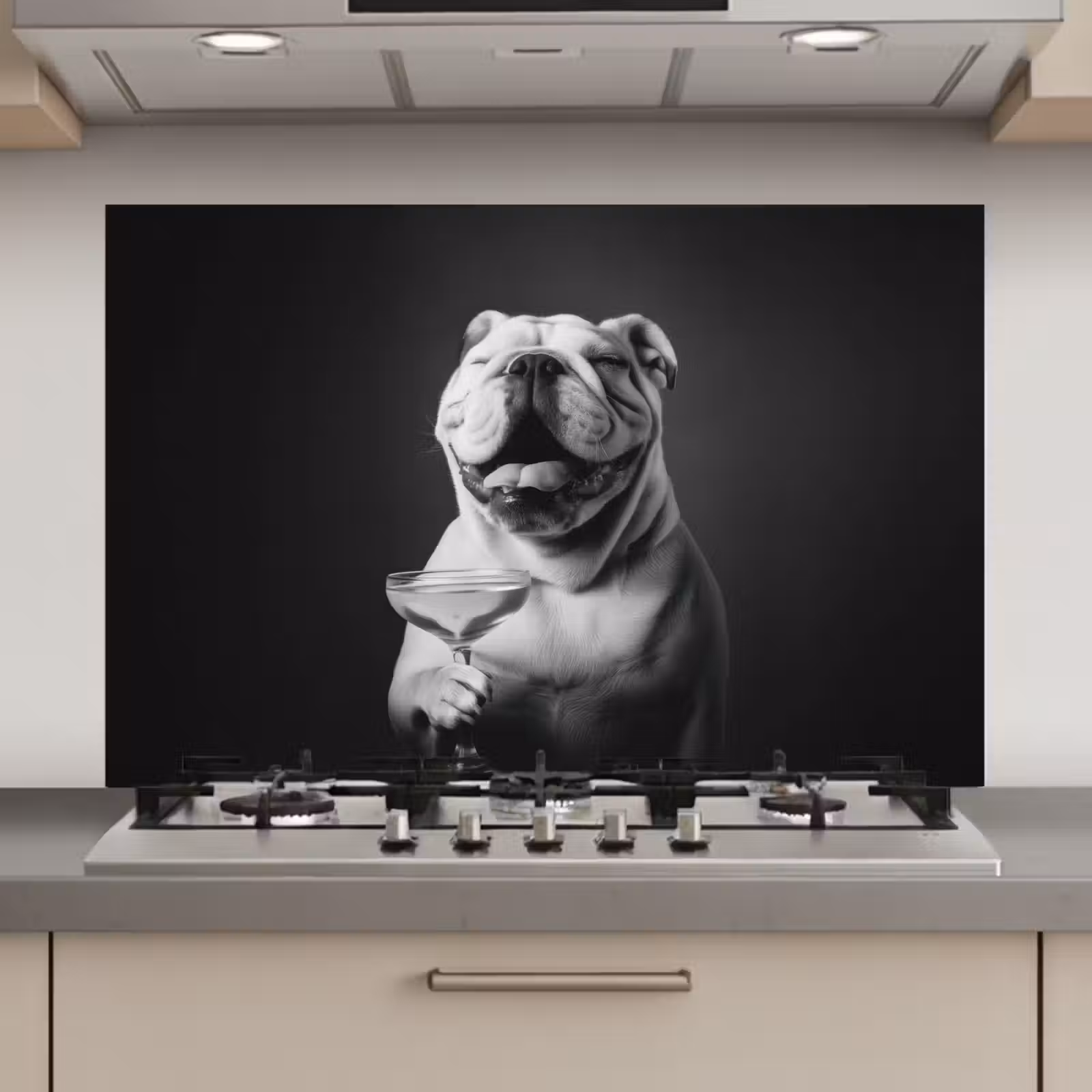 Spatscherm keuken - Buldog - Hond - Glas — 1