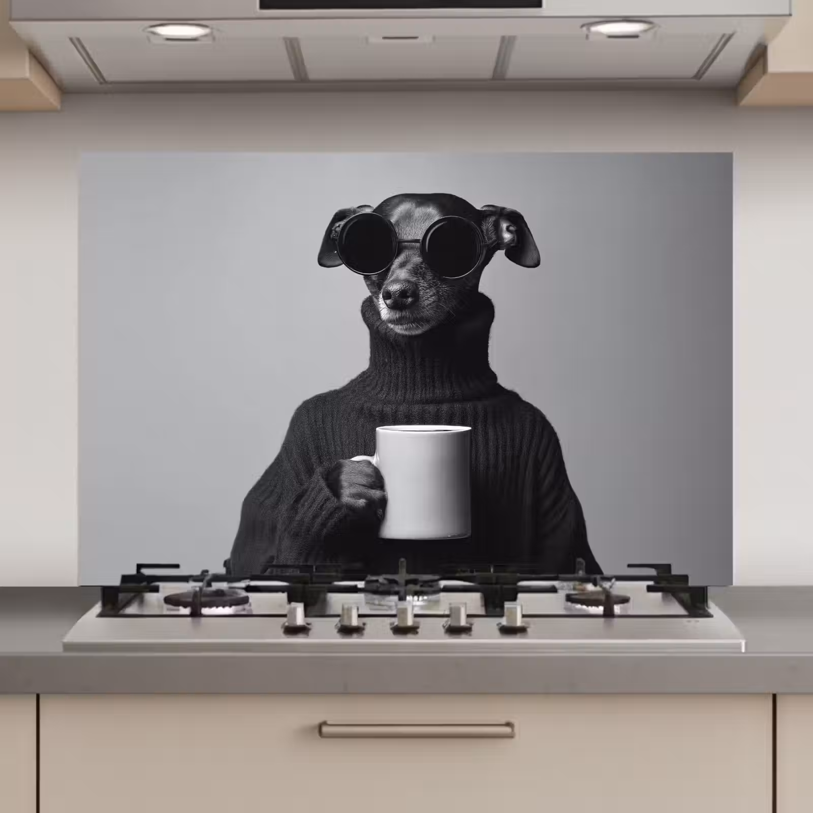 Spatscherm keuken - Coltrui - Hond - Bril - Mok — 1