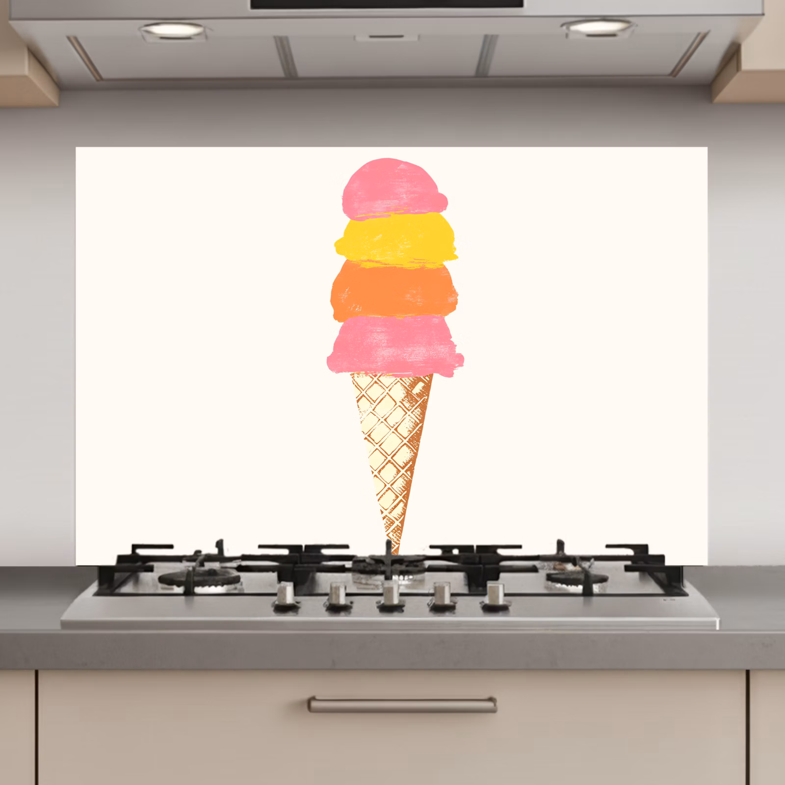 Spatscherm keuken - Schepijs - Hoorntje - Illustratie - Minimalistisch — 1