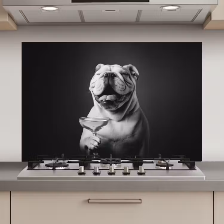 Spatscherm keuken - Buldog - Hond - Glas — 1