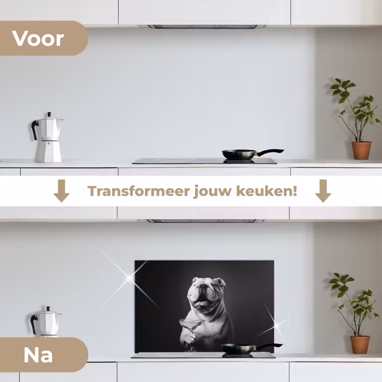 Spatscherm keuken - Buldog - Hond - Glas — 3