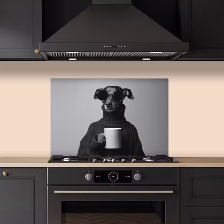 Spatscherm keuken - Coltrui - Hond - Bril - Mok — 2