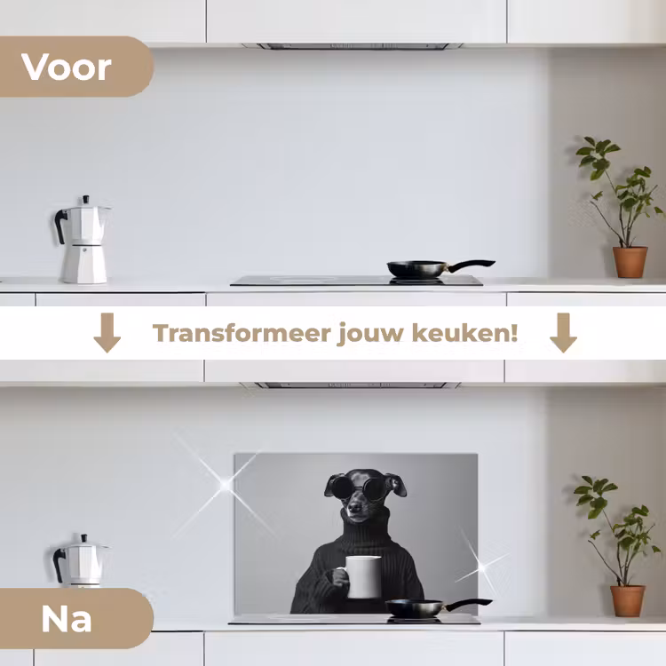 Spatscherm keuken - Coltrui - Hond - Bril - Mok — 3