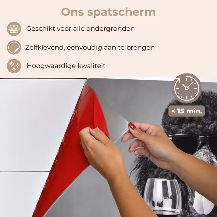 Spatscherm keuken - Hond - Krullen - Zonnebril - Wijn — 4