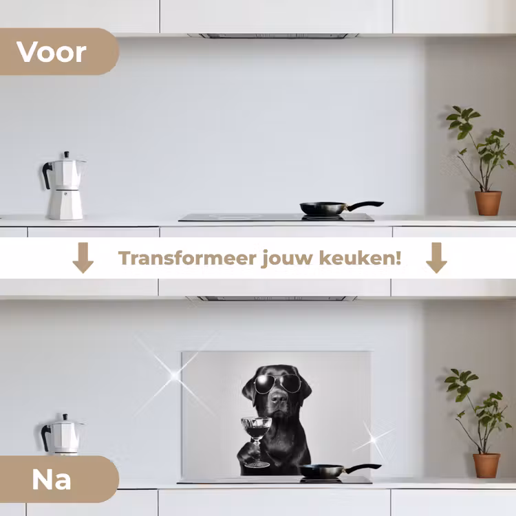 Spatscherm keuken - Hond - Zwart - Wijnglas - Zonnebril — 3