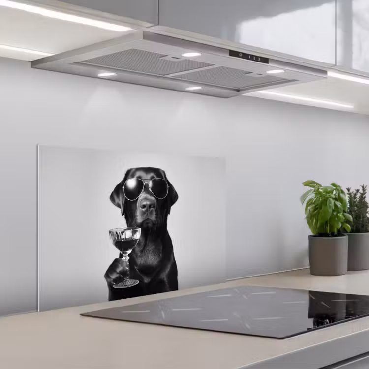 Spatscherm keuken - Hond - Zwart - Wijnglas - Zonnebril — 5