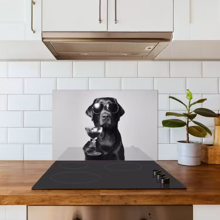 Spatscherm keuken - Hond - Zwart - Wijnglas - Zonnebril — 6
