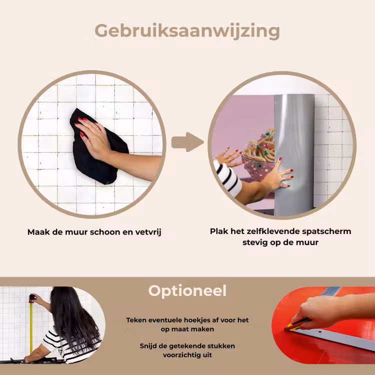 Spatscherm keuken - Noodles - Edelstenen - Stokjes - Roze — 8