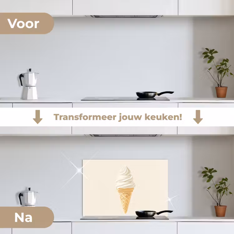 Spatscherm keuken - Softijs - Hoorntje - Wit — 3