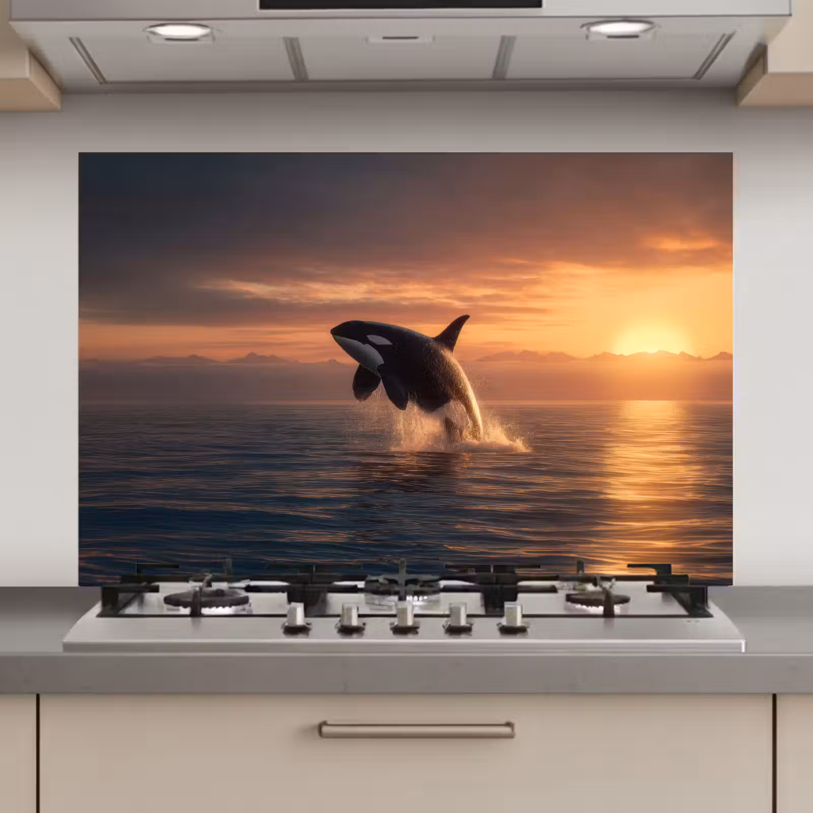 Spatscherm keuken - Orka - Zee - Zonsondergang — 1