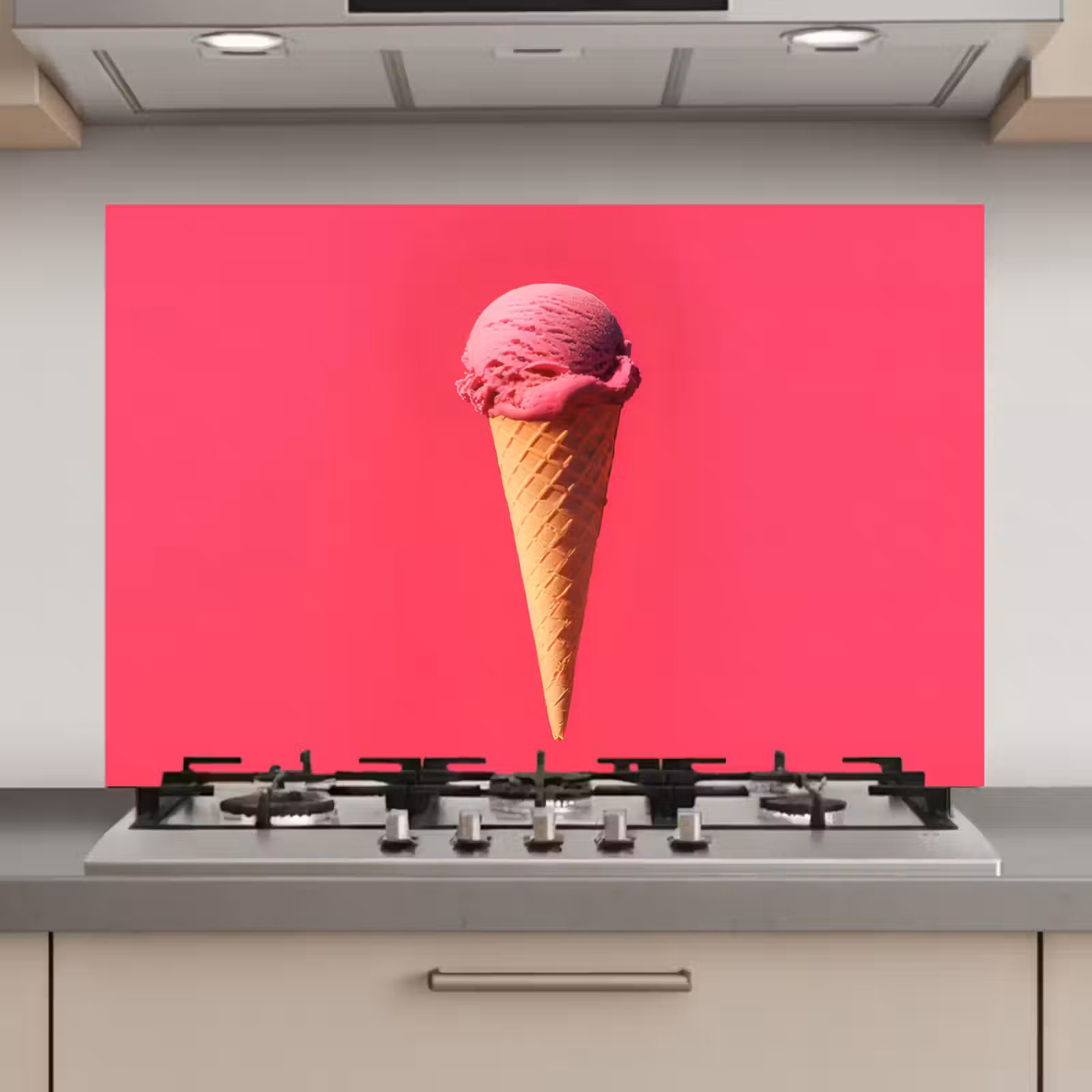 Spatscherm keuken - Schepijs - Roze - Hoorntje — 1