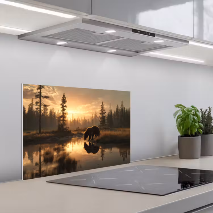 Spatscherm keuken - Beer - water - Bos - Ochtendlicht — 5