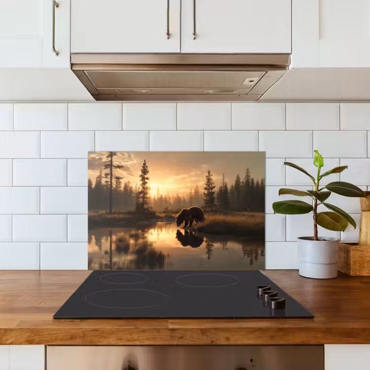 Spatscherm keuken - Beer - water - Bos - Ochtendlicht — 6
