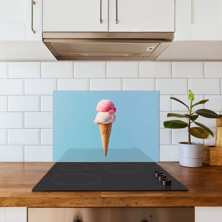 Spatscherm keuken - Bolletjes - Schepijs - Hoorntje - Blauw — 6
