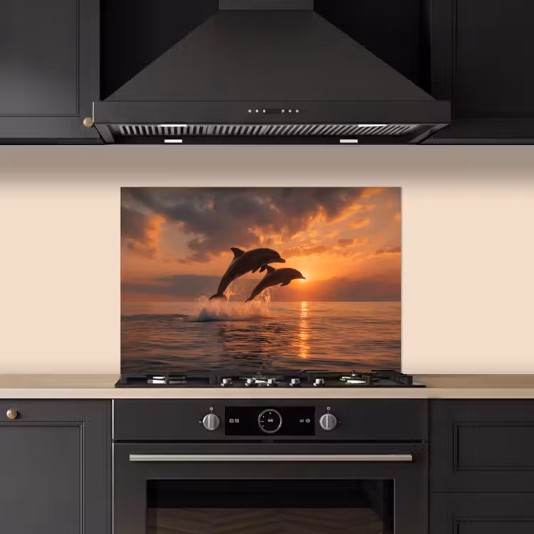 Spatscherm keuken - Dolfijnen - Zee - Realistisch — 2