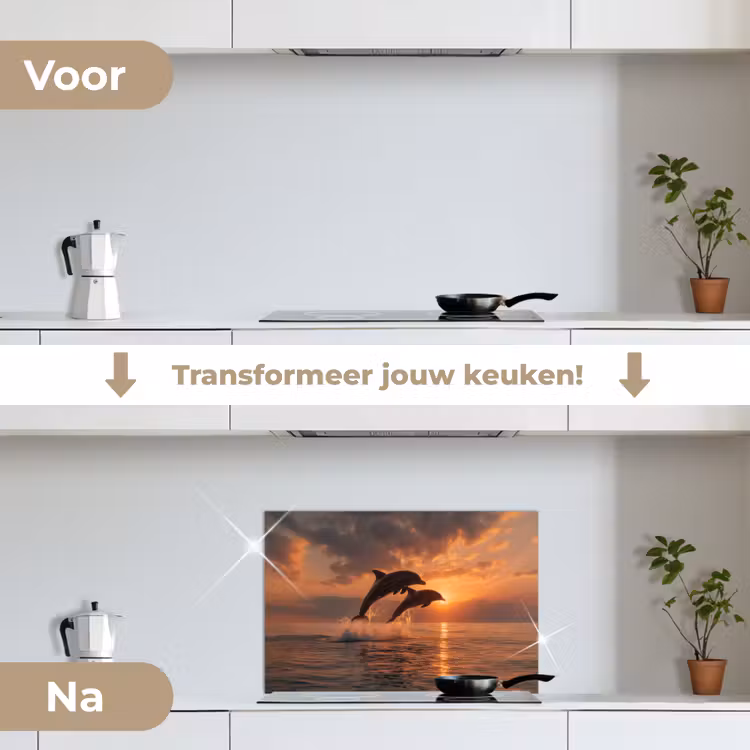 Spatscherm keuken - Dolfijnen - Zee - Realistisch — 3
