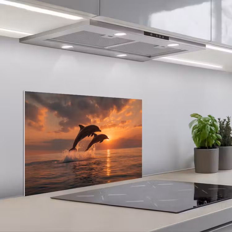 Spatscherm keuken - Dolfijnen - Zee - Realistisch — 5