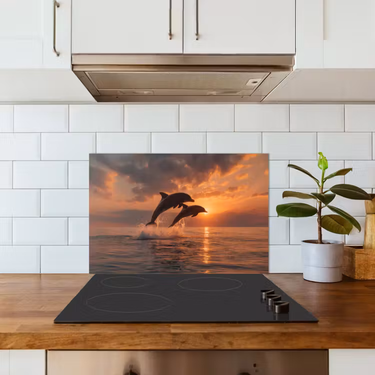 Spatscherm keuken - Dolfijnen - Zee - Realistisch — 6