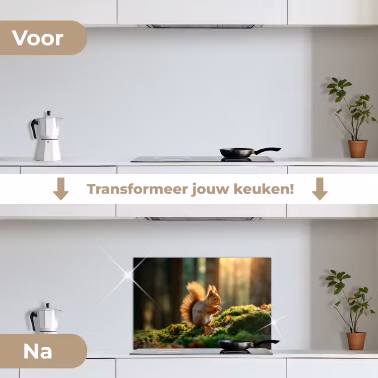 Spatscherm keuken - Eekhoorn - Nootje - Gras — 3