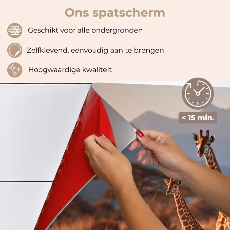 Spatscherm keuken - Giraffen - Hoog gras - Acaciabomen — 4