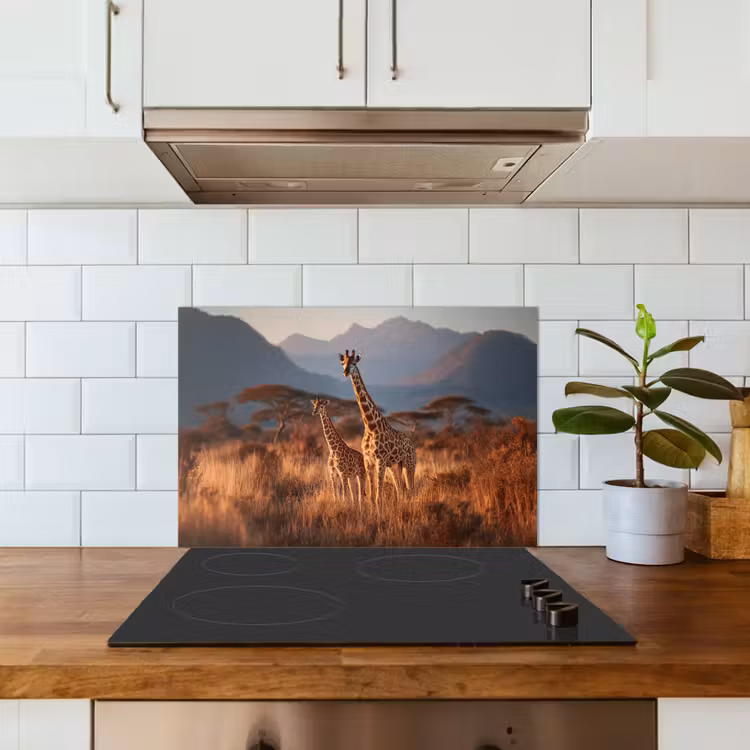 Spatscherm keuken - Giraffen - Hoog gras - Acaciabomen — 6