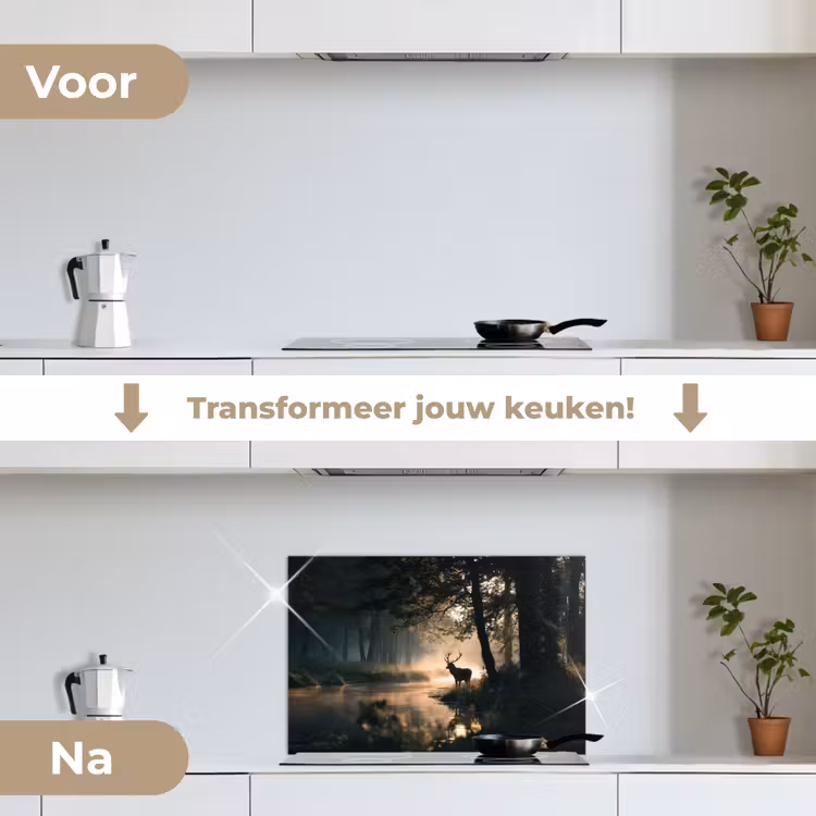 Spatscherm keuken - Hert - Bosbeek - Mystiek — 3