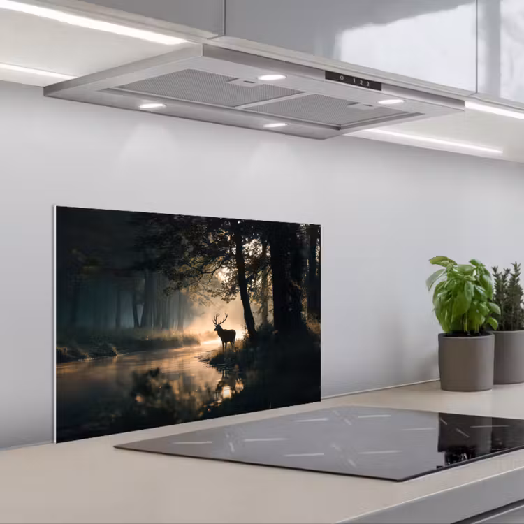 Spatscherm keuken - Hert - Bosbeek - Mystiek — 5
