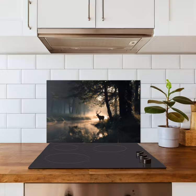 Spatscherm keuken - Hert - Bosbeek - Mystiek — 6