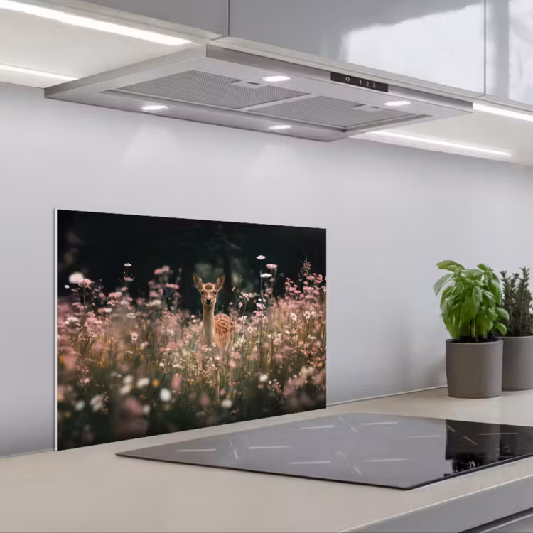 Spatscherm keuken - Hert - Wilde bloemen - Bos — 5
