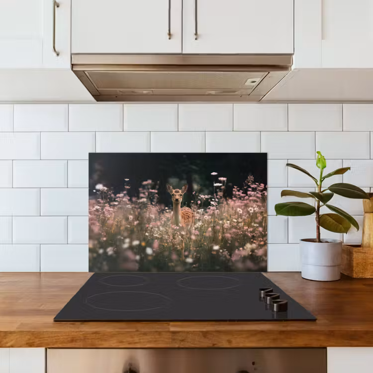 Spatscherm keuken - Hert - Wilde bloemen - Bos — 6
