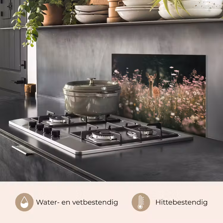 Spatscherm keuken - Hert - Wilde bloemen - Bos — 7