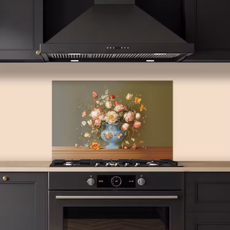 Spatscherm keuken - Neutral - Bloemen - Boeket - Vaas — 2